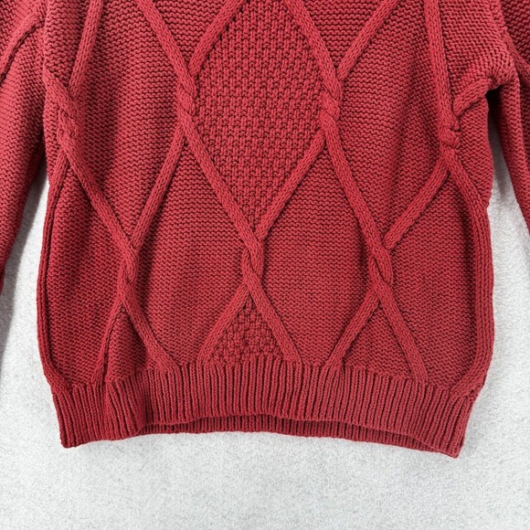 Cabi Sweater Womens Small Mulberry Red Square Neck Pullover Cable Chunky Knit - Picture 4 of 11